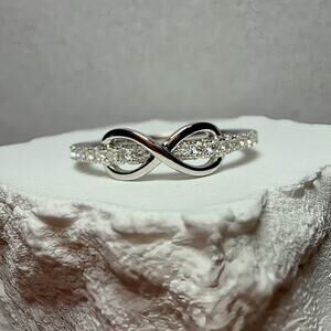 0.14ctw Moissanite Half Infinity Band Ring 925 Sterling Silver Size 5.5 w/GRA